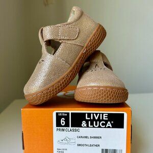 NEW Rose Gold Shimmer Leather Livie & Luca Toddler T-Strap 6